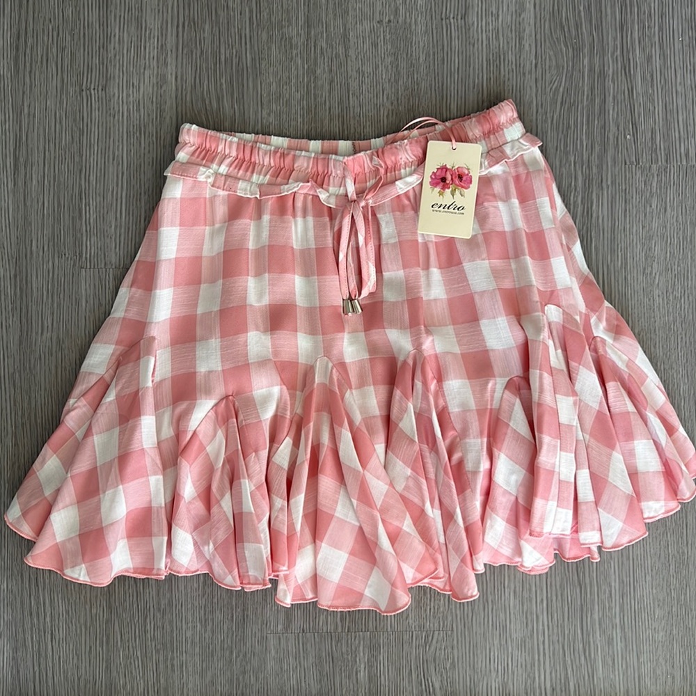 Pink gingham skort